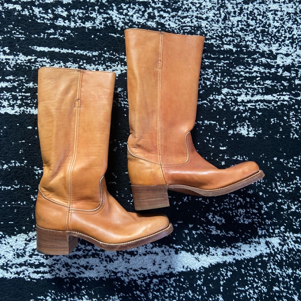 Vintage 1970s Mens FRYE Campus Boots 8.5 D 2951 Tan Leather